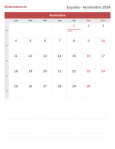Calendario 2024 Noviembre