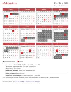 Vacaciones escolares 2026