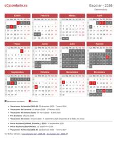 Vacaciones escolares 2026