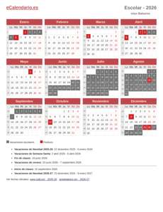 Vacaciones escolares 2026