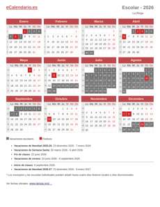 Vacaciones escolares 2026