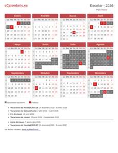Vacaciones escolares 2026