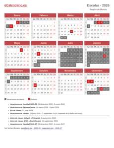 Vacaciones escolares 2026